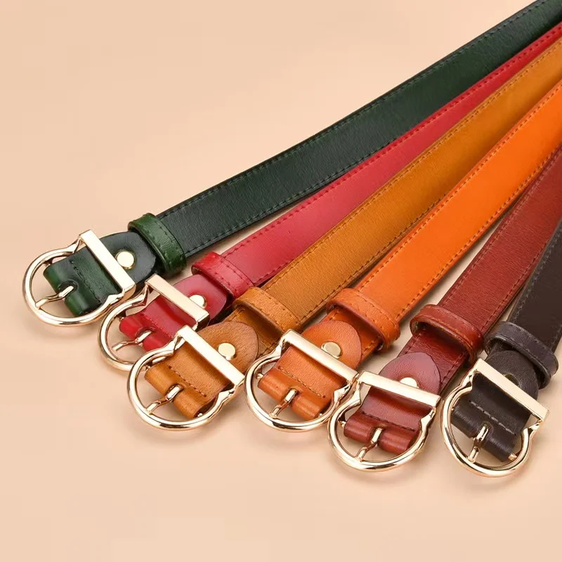 

Luxury New Ladies Genuine Leather Belt 2-3cm Wide Metal Pin Buckle Fashion Casual Versatile High-end Design Belt Waist Belt