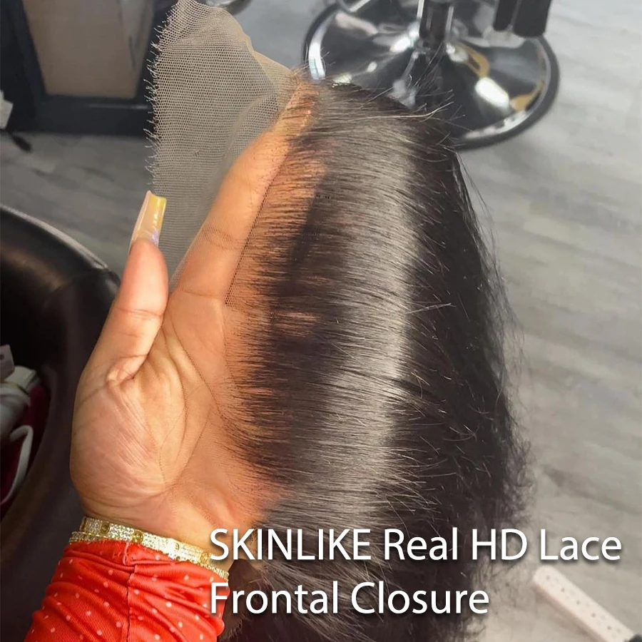 13x6 HD Lace Frontal Invisible HD Transparent Lace Melt Skins Straight 6x6 HD Closure Human Hair Pre Plucked Lace Frontal Only