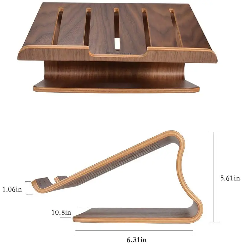 Samdi Laptop Stand Wood,Notebook Radiator Stand,Wooden Cooling Computer Holder,Suitable for Most laptops Heat Dissipation Shelf enlarge