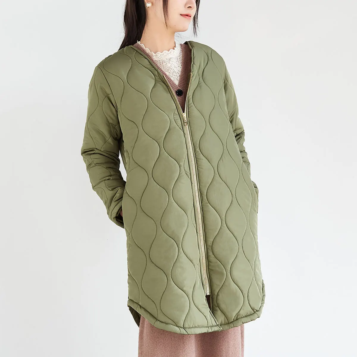 Cotton Clothing Winter Fashion Women's Thickened Winter Cotton Jacket Solid Color Casual Quilted Cotton Jacket