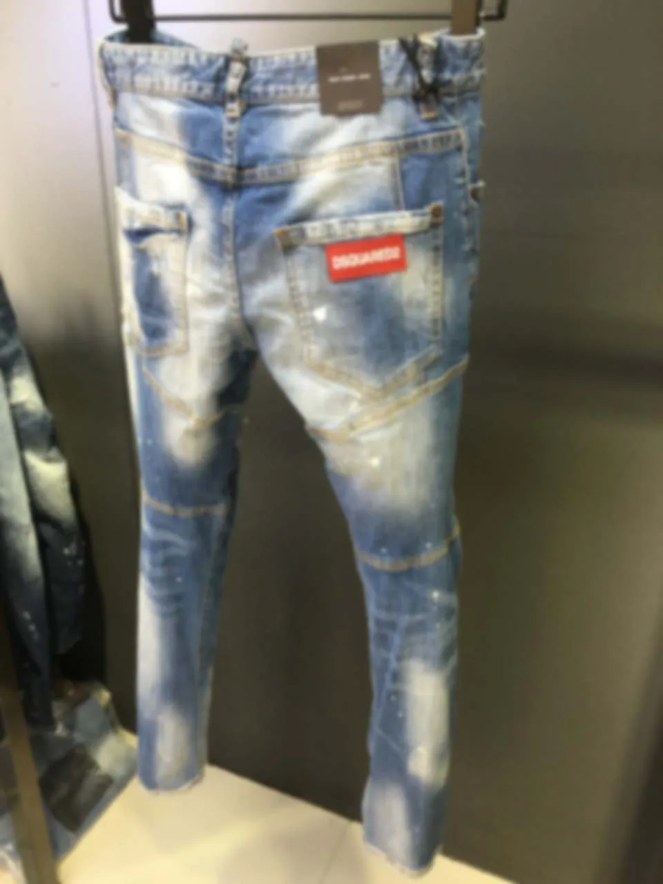 2023 New D2 Jeans for Men's Fashion Slim Fit, Broken Hole Patch, Broken Ink Patch, Small Feet D2 Jeans for Men