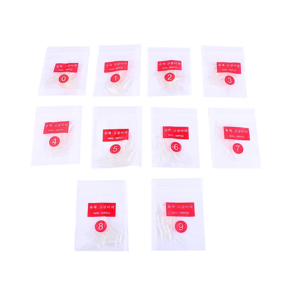 

500Pcs Stilettos Sharp False Nail Art Tips Salon Manicure Decoration (Transparent)