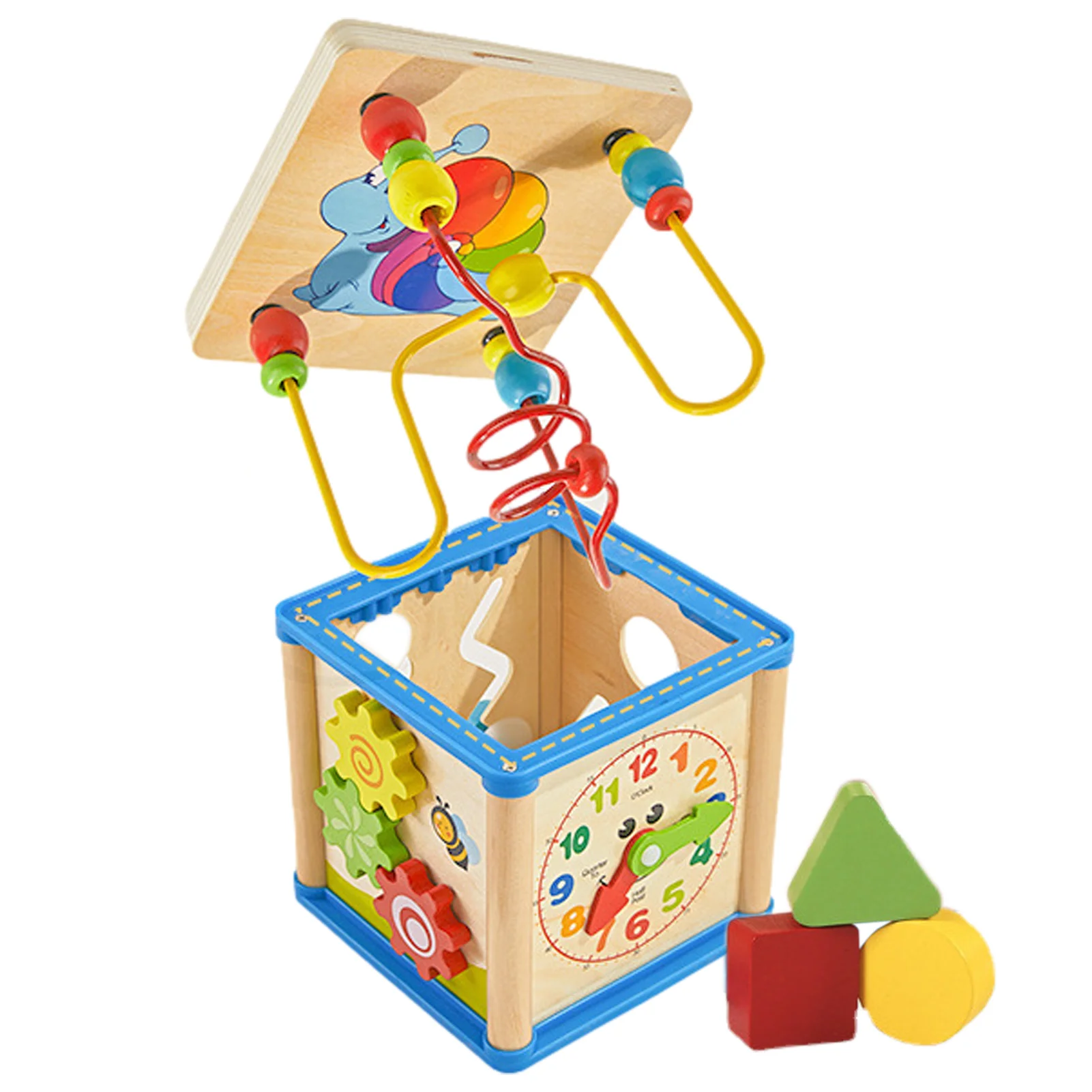 

Montessori Bead Toy Removable Bead Maze Shape Sorter Wooden Bead Maze Toys For Toddlers Clock Learning Shape Matching Removable