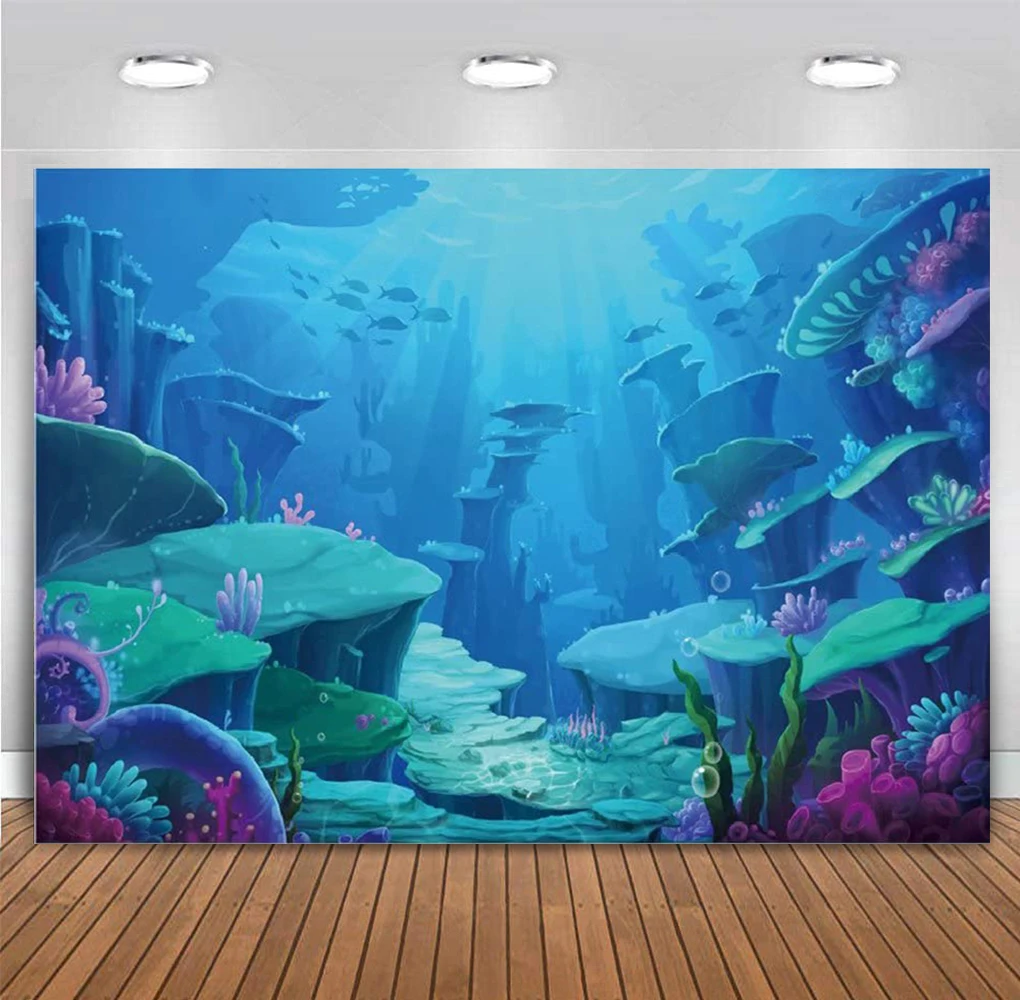 

10x8ft Under The Sea Backdrop for Photoshoot Party Ocean Photography Background Kids Baby Shower Birthday Banner Photo Booth