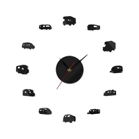 car bus diy large wall clock rv auto frameless giant wall watch art home decor 3d big mirror sticker modern design clock