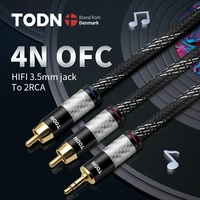 todn 3 5mm jack to 2rca ofc audio cable aux to rca hifi stereo for amplifier mobile phone computer desktop audio