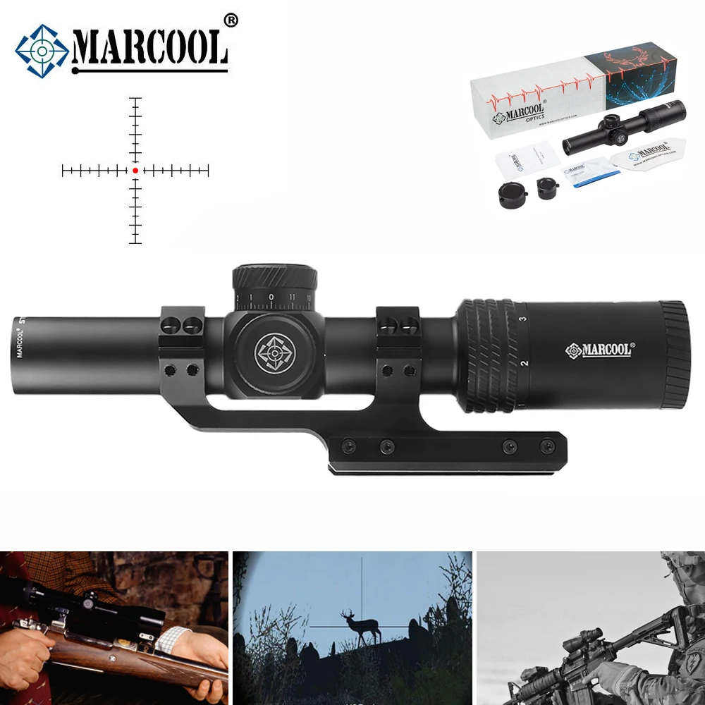 

Marcool STALKER 1-6x24 IR Hunting Riflescope Second Focal Plane Red Dot Collimator Optics Sight .308/.223 AR15 Air Rifle