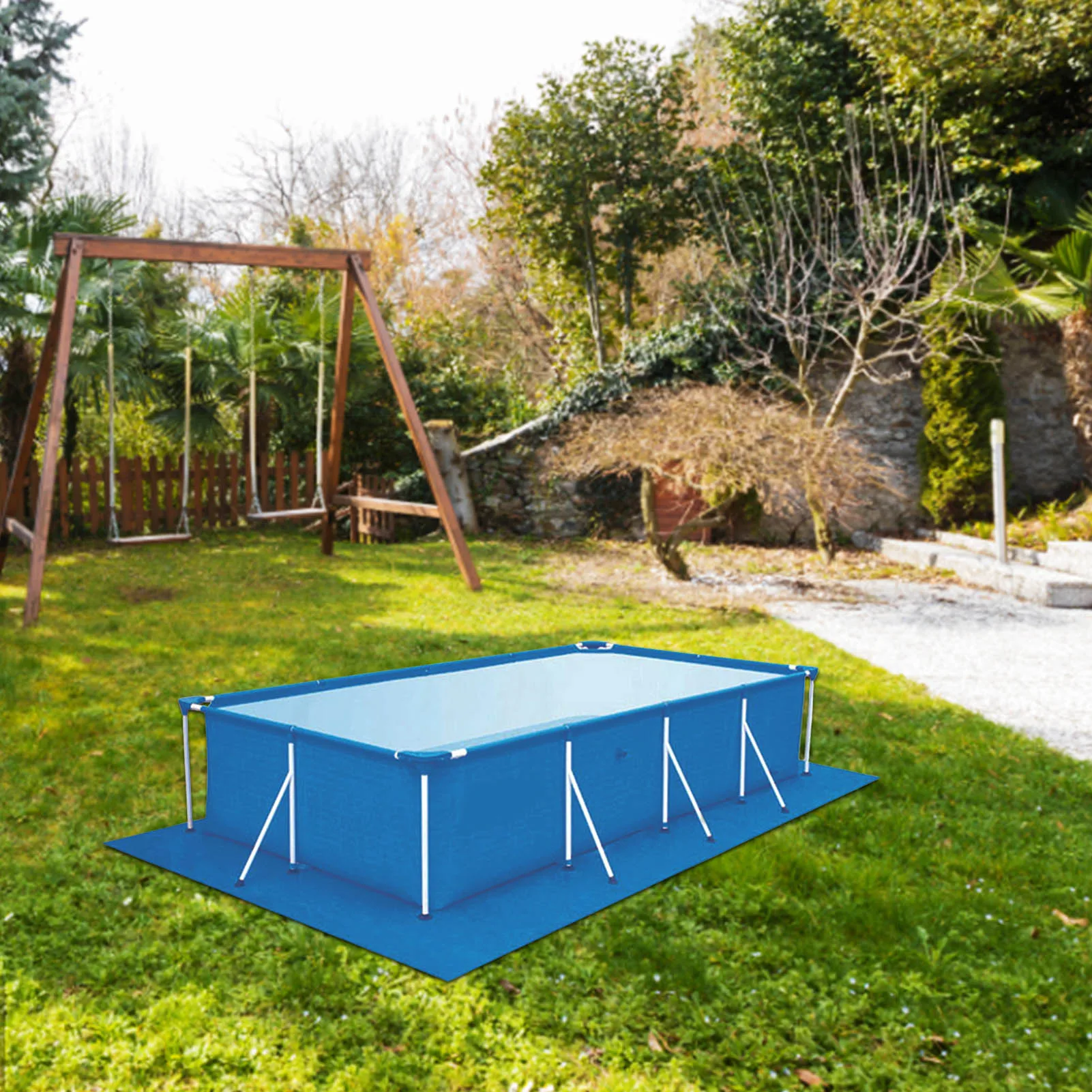 

Swimming Pool Cover Rainproof Dustproof Cloth Mat Cover Large Size Garden Pool Rectangle Ground Outdoor Pool Cloth Covers