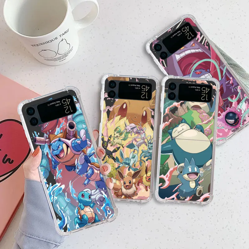 Чехол для телефона Samsung Galaxy Z Flip 4 Z Flip3 5G подушка безопасности чехол для Galaxy zflip4 zflip3 zflip Funda Gengar Evoli P-okemon Anime