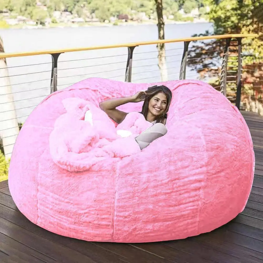 Oversized Bean Bag Chair Cover Soft Fluffy Fur Bean Bag Bed Recliner Cushion Cover Kid Adult Sofa Bean Bag Giant Sofa Cover