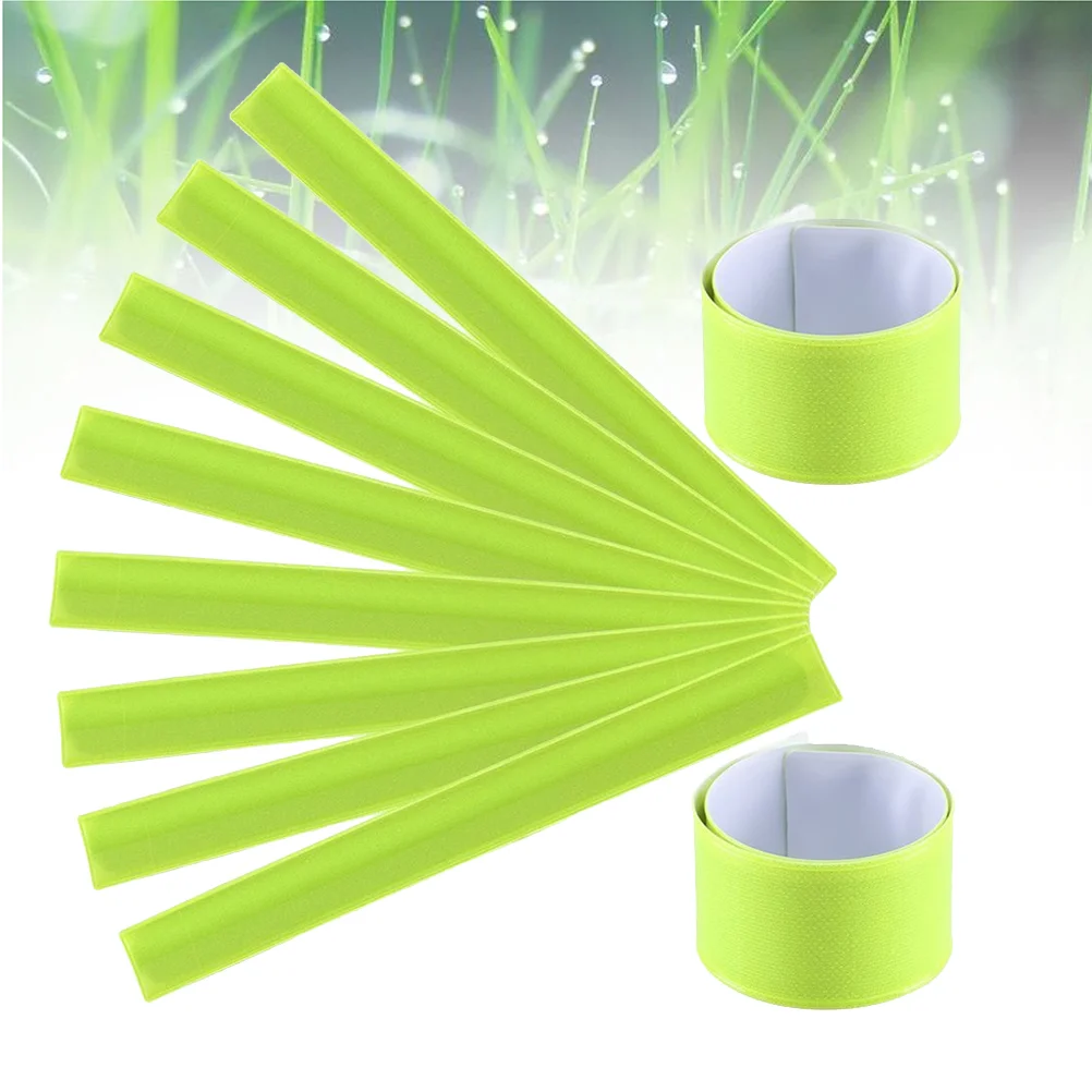 6 Pcs PVC Wrist Band Slap Bands Night Running Reflective Bracelets Safety Armbands for Walking Hiking Jogging (Yellow)