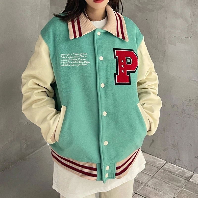 

Куртка-бомбер Мужская/Женская С Вышивкой Букв, зимняя куртка-Униформа в стиле хип-хоп, Корейская куртка-бомбер в стиле ретро, в стиле Харадзюку, Осень-зима