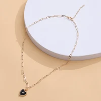 gothic black heart shape pendant necklace for women rhinestone chain necklace trendy jewelry lady girl collarbone neck chain