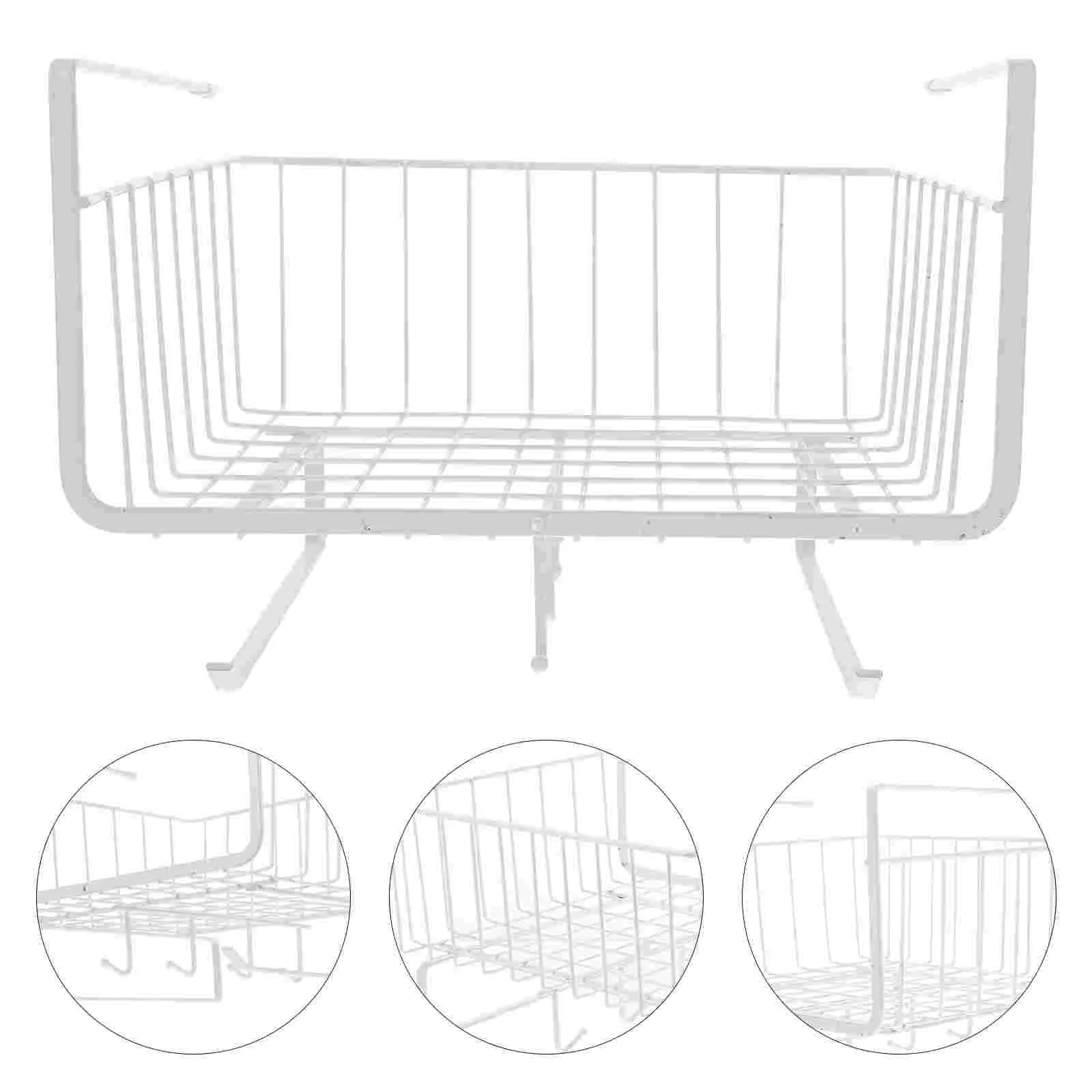 

Office Shelf Cabinet Hanging Basket Under Storage Rack Multifunction Kitchen White Holder
