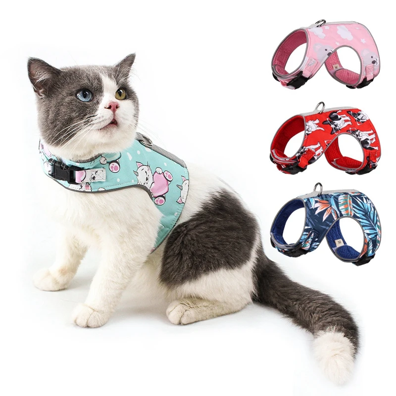 

Pet Cat Dogs Harness Lead Leash Adjustable Vest Polyester Mesh Breathable Harnesses Reflective sti for Small Dog Cat accessories
