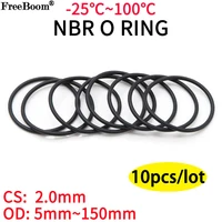 10pcs black o ring gasket cs 2mm od 8mm 100mm nbr automobile nitrile rubber round o type corrosion oil resistant seal washer
