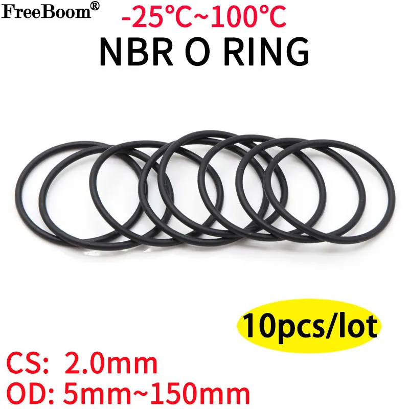 Черное уплотнительное кольцо CS 2 мм OD 8 ~ 100 NBR автомобильное Нитриловое резиновое