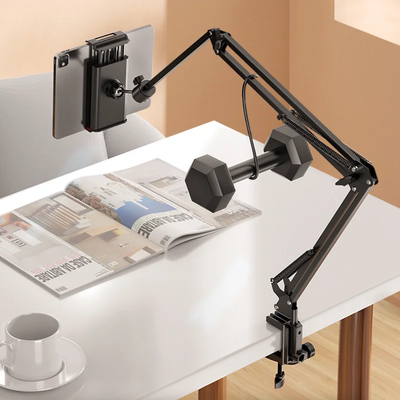 

D37 Metal Desktop Stand Long Arm Tablet Stand Bed Desktop Lazy Bracket Support IPad Smartphone Holder Microphone Boom Arm 4-11''