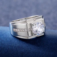 new trendy delicate silver plated engagement rings for men shine white cz stone inlay fashion jewelry wedding party gift ring