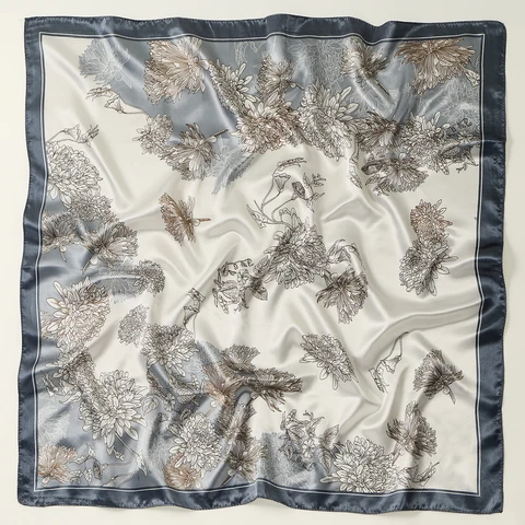 Шелковый шарф с цветочным принтом FH074