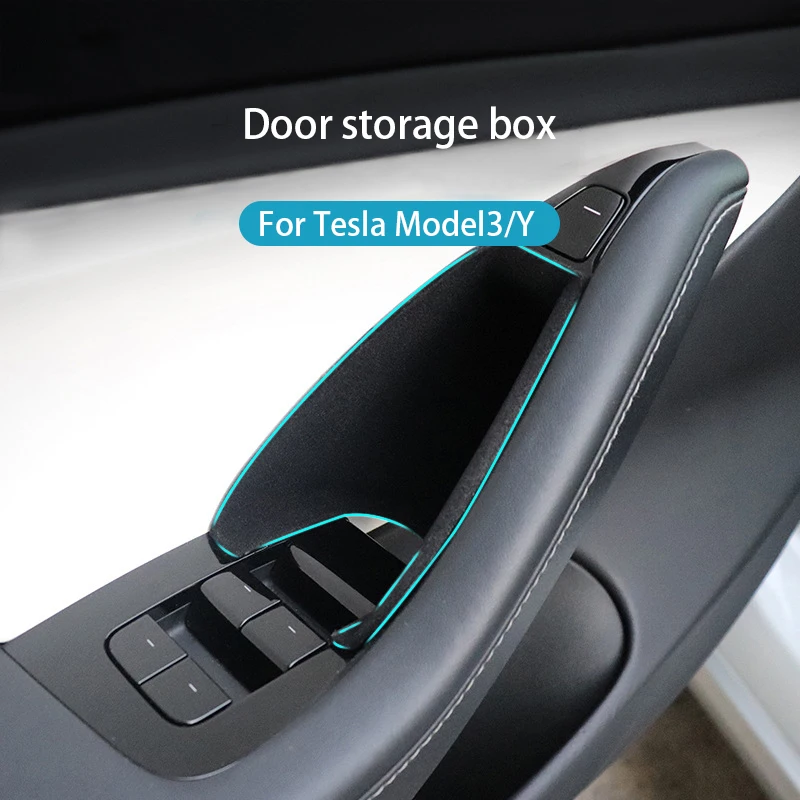 

Tesla Car Door Side Handle Storage Box For Model 3 Model Y 2022 Accessories Car Interior Organizer Box Auto Styling Decoration