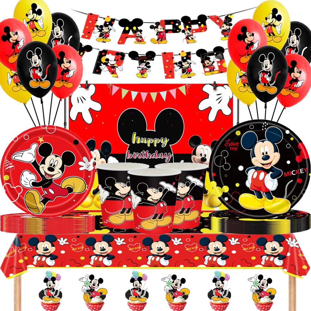 

Новинка, товары для дня рождения с Микки Маусом, декоративные товары для вечеринок с Микки Маусом, баннеры для 10 гостей