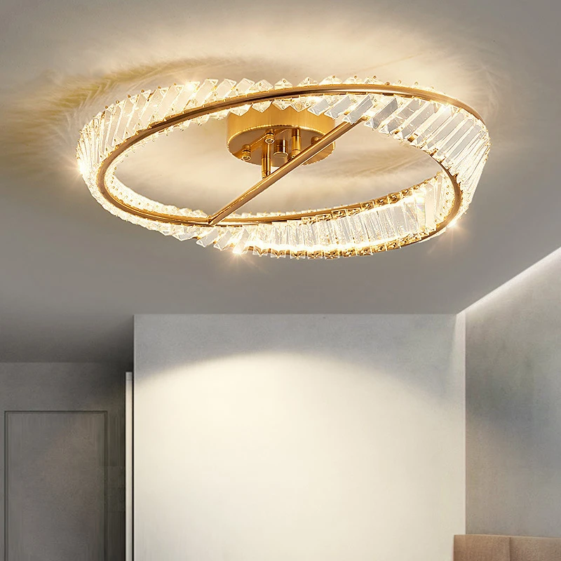 

Creative LED Light Luxury Crystal Ceiling Lamp Bedroom Study Living Room Atmospheric Restaurant Post-Modern Simple Design