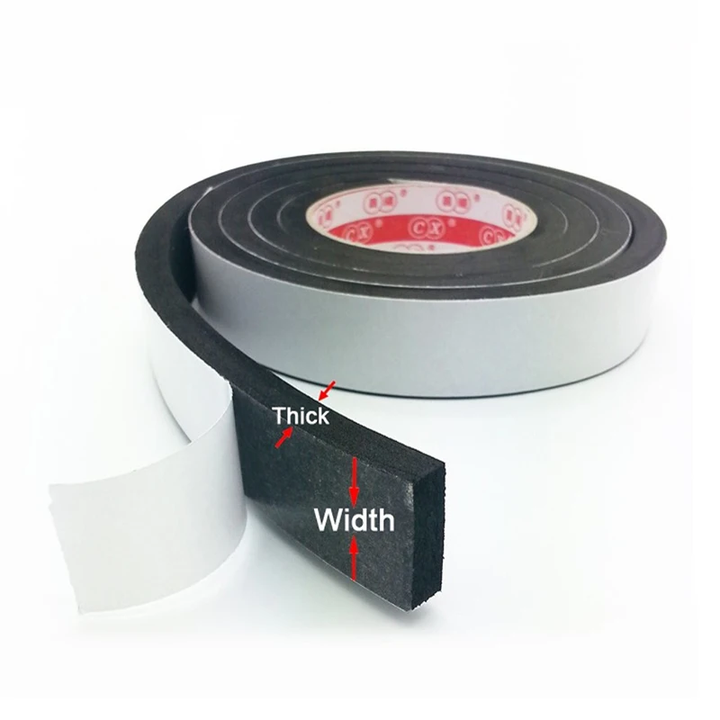 

2/5M 2 3 5 10mm Thickness 10 15 20 25 30 40mm Width EPDM Self Adhesive Foam Sealing Tape Strip EPDM Foaming Square Strip