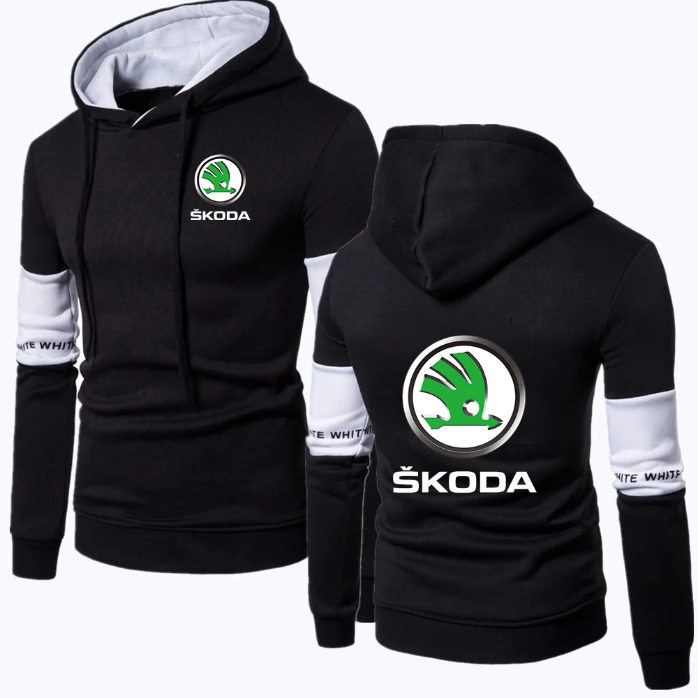 

2022 Man Skoda Car Logo Hoodies Cotton Print Sweatshirts splice 2 Color Pullover Male Sportwear Designer Coat Flesh Top