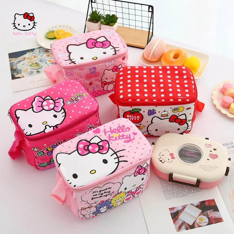

Sanrio Hello Kitty Bento Bag My Melody Cinnamoroll Kawaii Student Waterproof Printed Insulated Zipper Wild Camping Lunch Bag