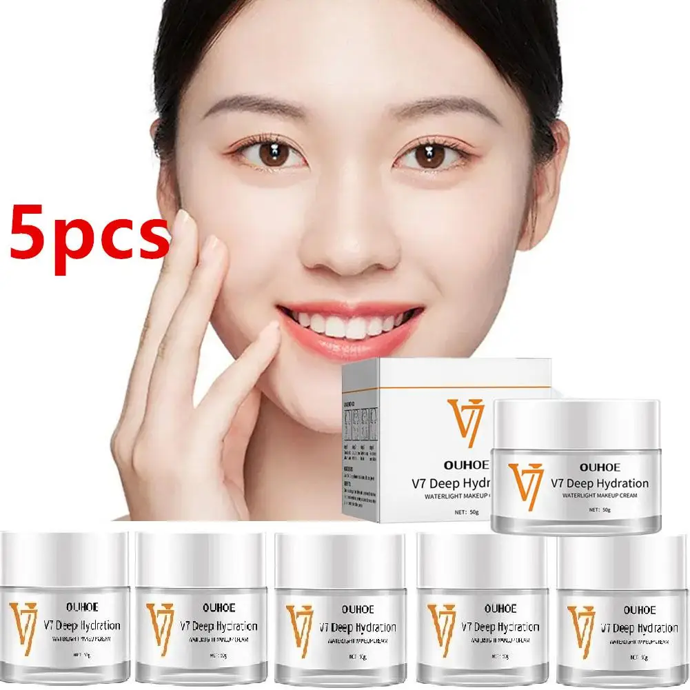 

5X OUHOE Lazy Concealer Cream Beauty V7 Natural Nude Makeup Instant Whitening Moisturizing Cream Vitamin H Nourish Skin Care