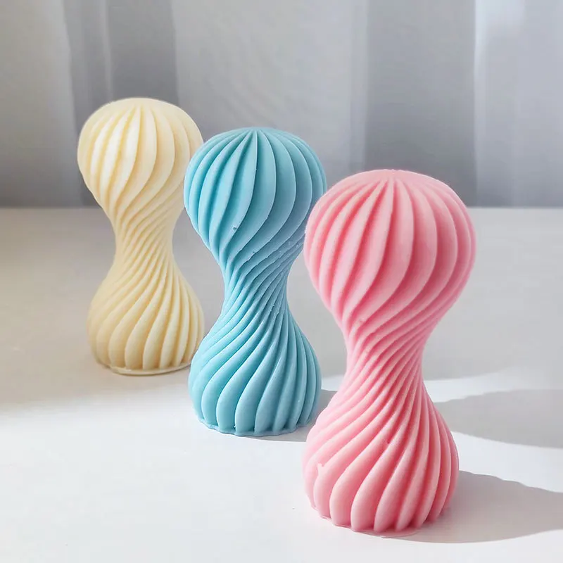 

3D Sprial Column Candle Silicone Mold Handmade Plaster Aromatherapy Candle Making Soap Resin Mould DIY Soy Wax Craft Home Decor
