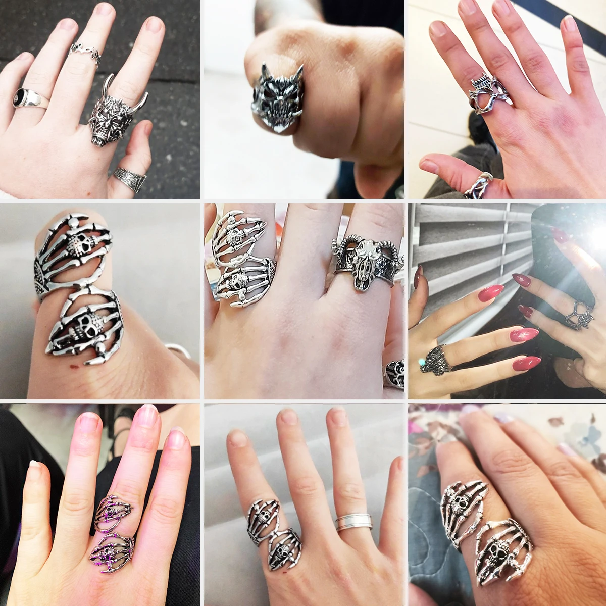 

Vintage Gothic Fashion Rings For Men Women Skull/Dragon/ Frog/Red Crystal/Snake /Crown/Knot Opening Punk Ring Jewelry Wholesale