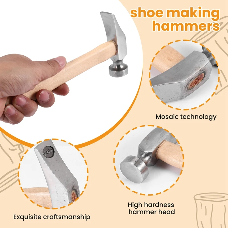 1 шт. молоток для ремонта обуви деревянная ручка кожаная работа ремонт инструмент