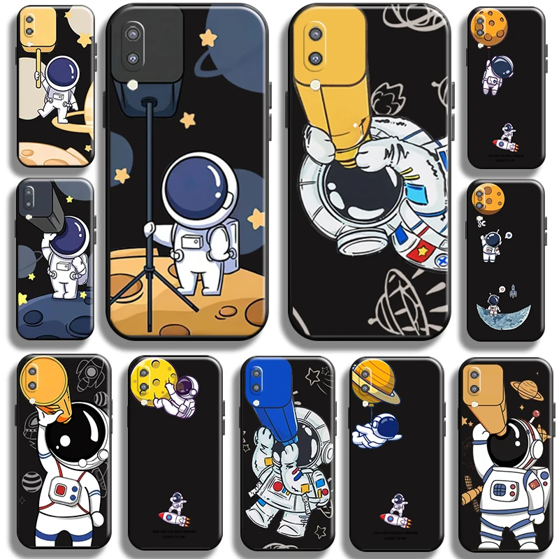 

Astronaut Camera Coverage Phone Case for Samsung Galaxy M10 Cover TPU Carcasa Liquid Silicon funda Soft Coque Shell