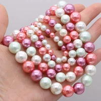 natural pearl round white pink mixed shell beads 6mm8mm10mm12mm for jewelry making diy necklace bracelet accessories gift36cm