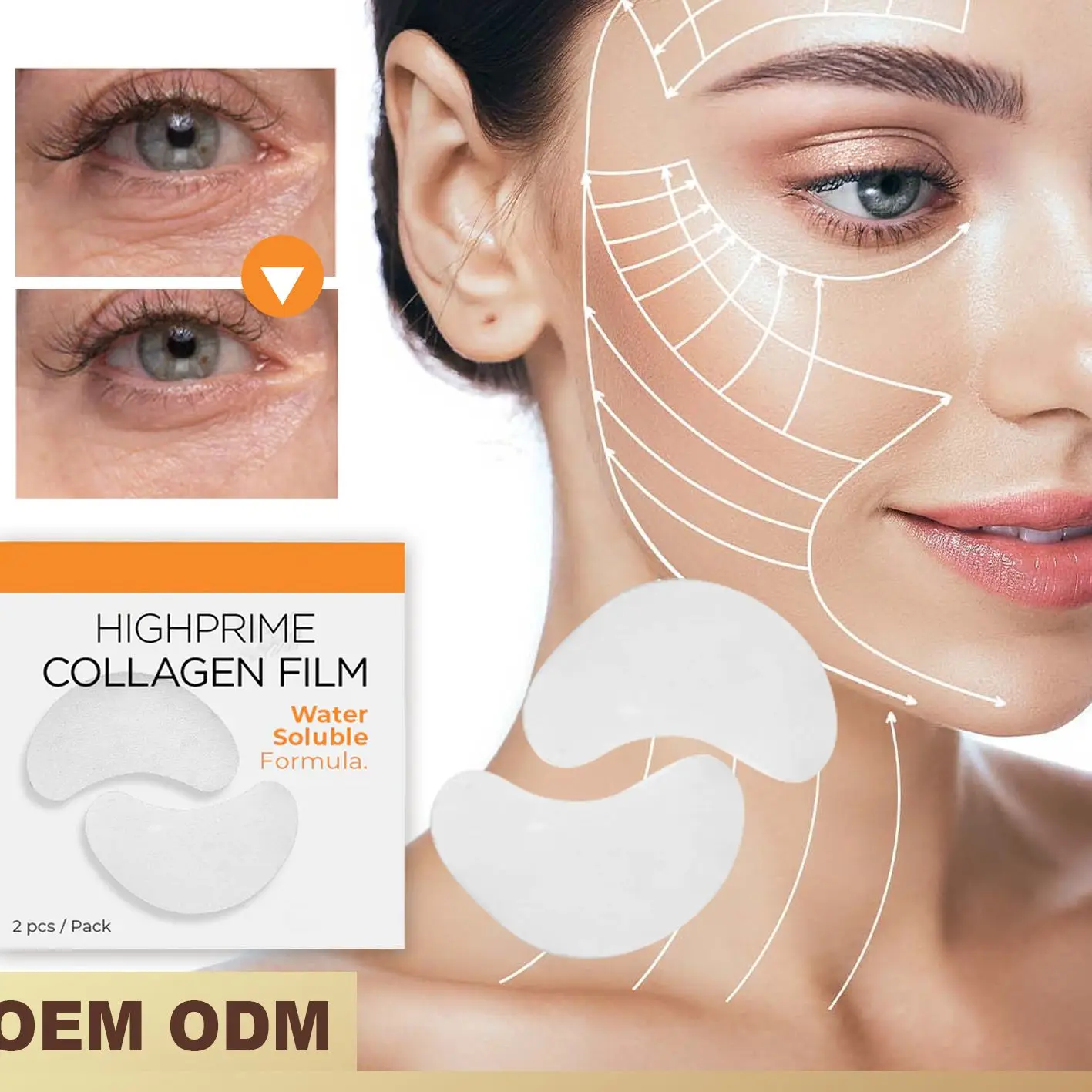 

Коллагеновая Водорастворимая маска для лица, маска для темных кругов и мешков под глазами, маска для глаз с тонкими линиями для подтяжки, ув...