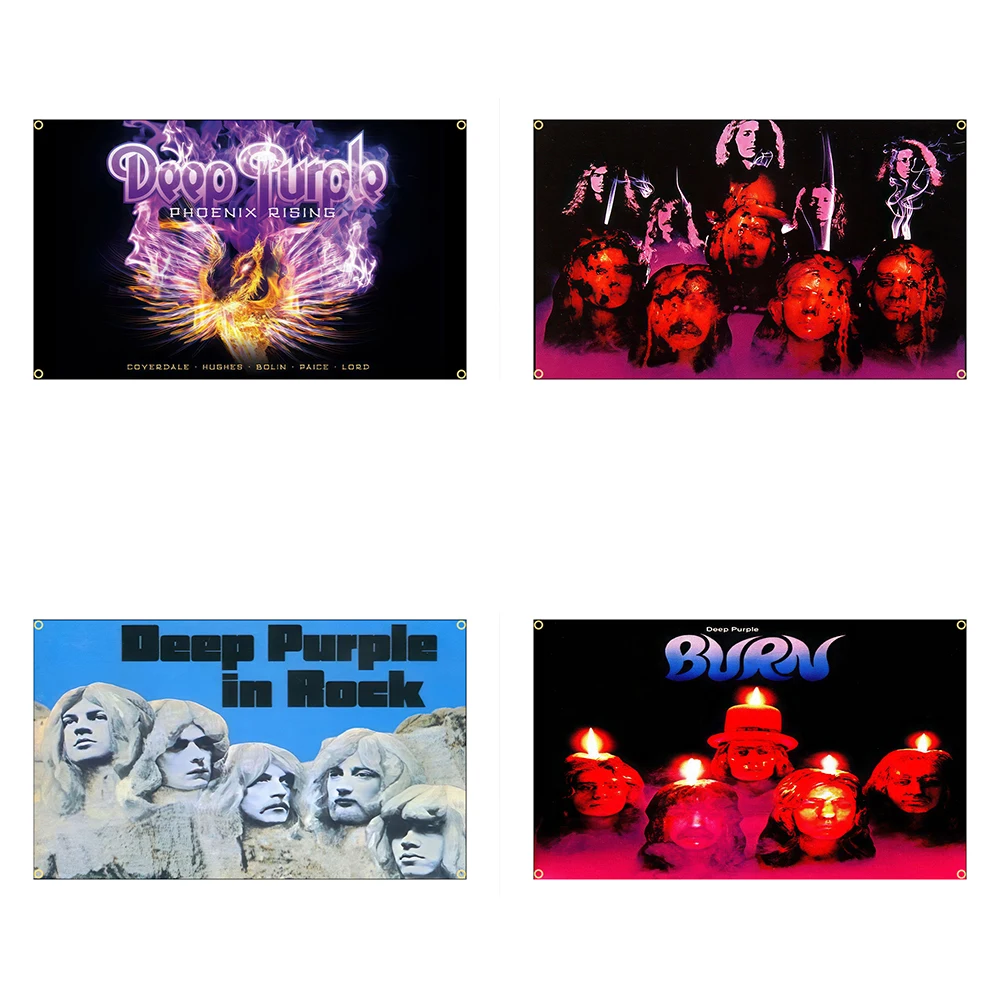 

90X150CM Famous British Rock Band DEEP PURPLEs Hanging Art Printed Band Flags Banner Bar Cafe Hotel Decor
