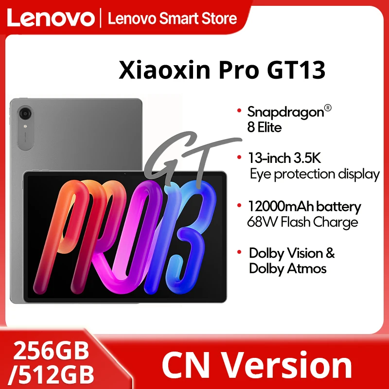 Фото Оригинальный планшет Lenovo Xiaoxin Pro GT 13, китайская версия, 3.5K ультрачёткий дисплей, 144 Гц, Snapdragon 8 Elite, 12000 мАч, Android AI Pad PC №2