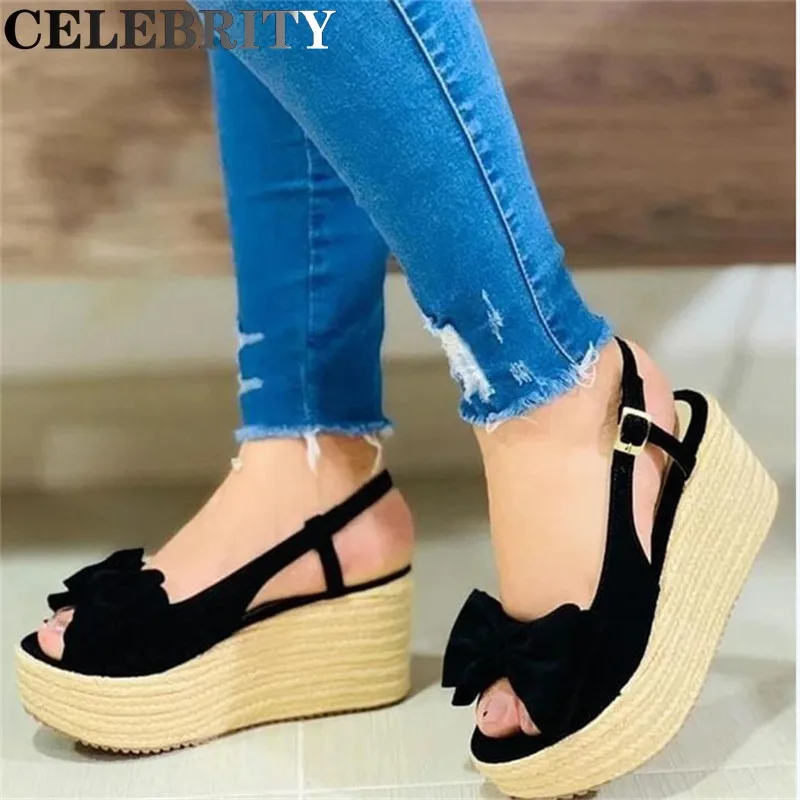 

Women Sandals 2022 New Heels Woman Slippers Platform Wedges Shoes Ladies Summer Slides Mujer Buckle Flip Flops Plus Size 43