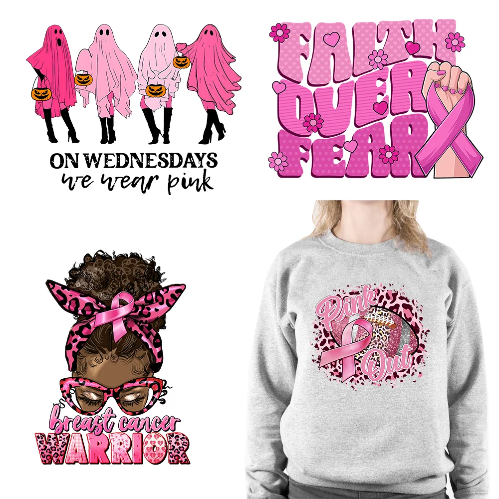 Новинка в октябре мы наносим Розовые наклейки с надписью на тему рака груди наклейки с надписью «Hope выживший» наклейки с надписью «Ready To Press» для футболок