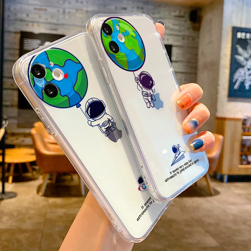 

Astronaut Phone Case For iPhone 11 12 13 Pro MAX 6 6S 7 8 Plus XS 12 13 Mini X XR SE 2020 Back Coque TPU Silicone Cover