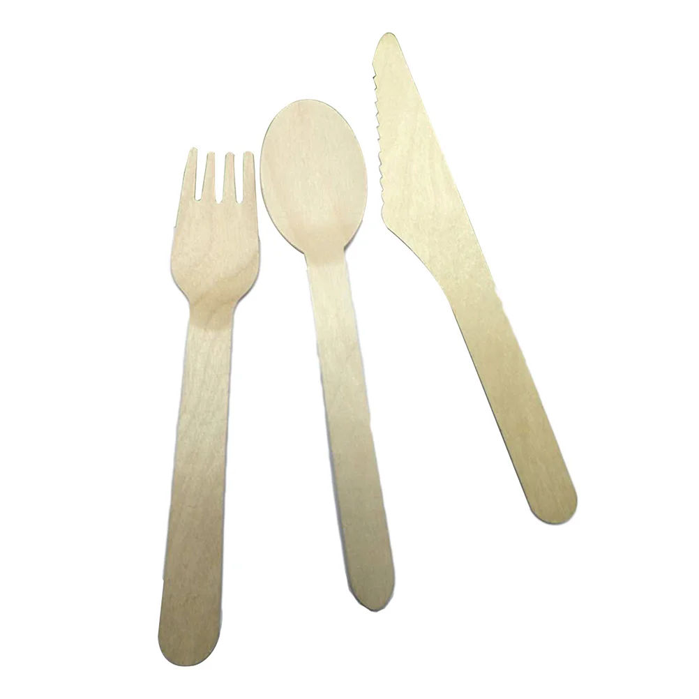 

Wooden Tableware Tableware Supplies Forks Spoons Cutters Set Disposable Wood Cutlery Utensils for Party Picnic Camping BBQ