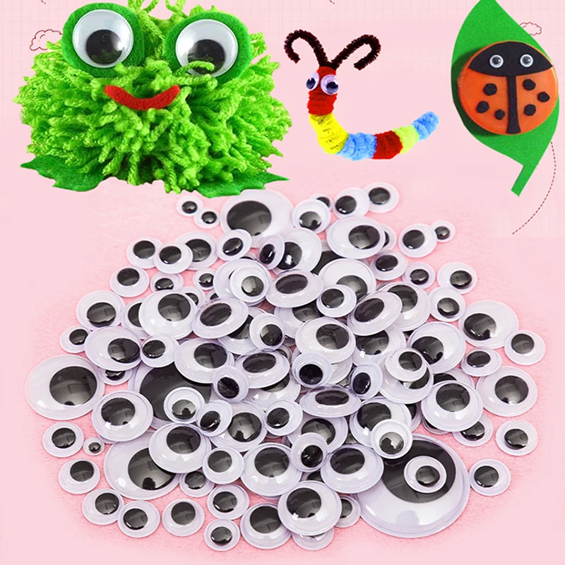 

DIY Black White Self-Adhesive Doll Eye Movable Simulation Animal Eyeball Kindergarten Children Craft Supplies Wiggly Googly Eyes