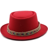 new autumn winter retro jazz hats middle aged men felt fedoras cap for male solid trilby panama hat black bowler hats