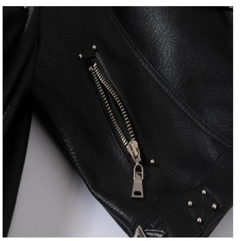 Fashion leather jacket women rivets spring autumn motorcycle coats personality slim clothes black дубленка женская зим enlarge