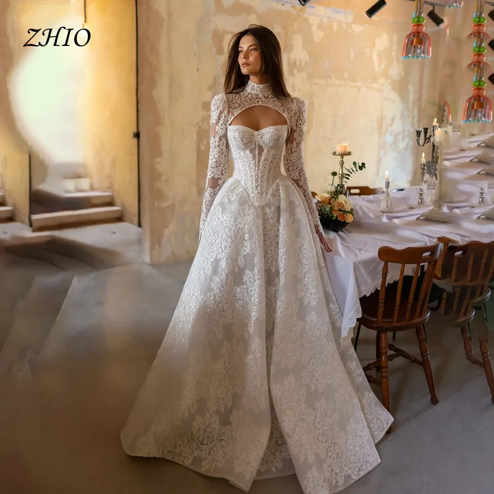 Фото Изысканное свадебное платье ZHIO А-силуэта 2026 с шлейфом, плиссированное, с поясом, в стиле принцессы, на заказ №1
