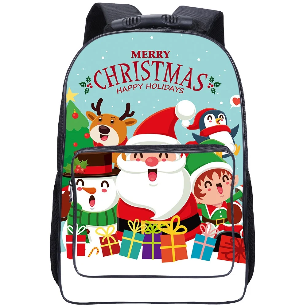 New Christmas Gift Children Cute Cartoon Santa Claus Schoolbags New Girl Boy 17 Inches Large Capacity Students Backpacks Hot
