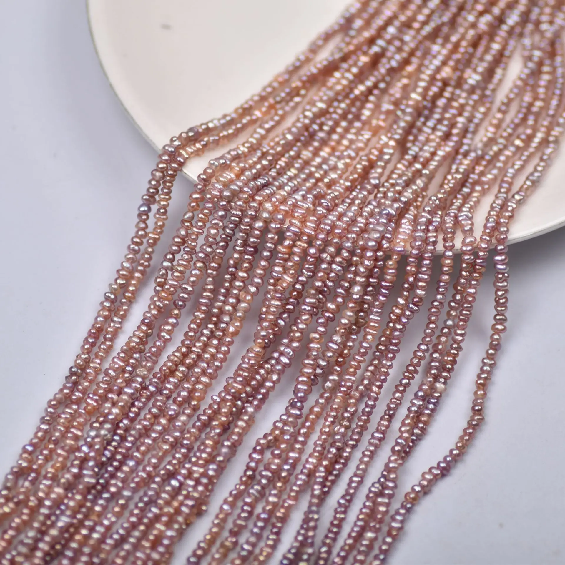 

Icnway natural AAA 3-4mm purple roundell freshwater pearl 39CM beads for jewelry necklace making
