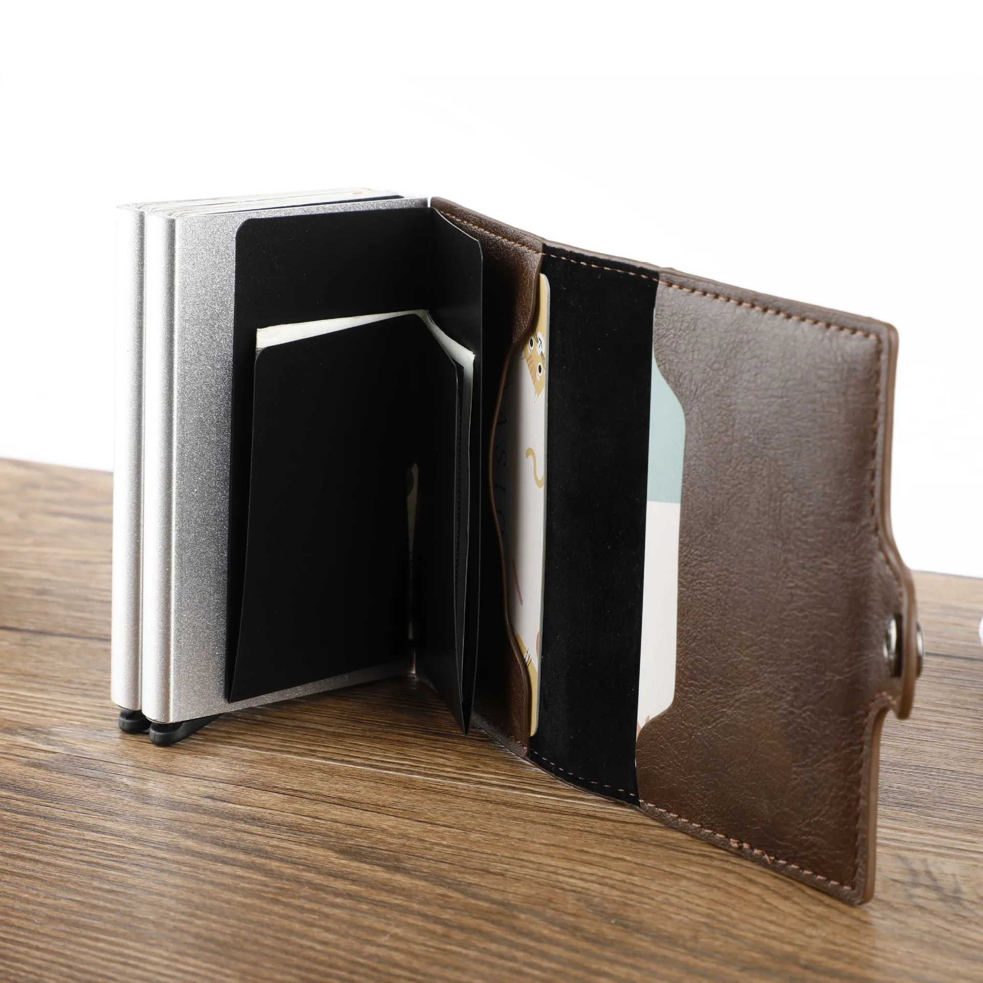 

Business Credit Card Holder Men Multifunctional Aluminum Alloy Pickup Bag Mini Slim Wallet Coin Purse Carteras 2022 New Rfid